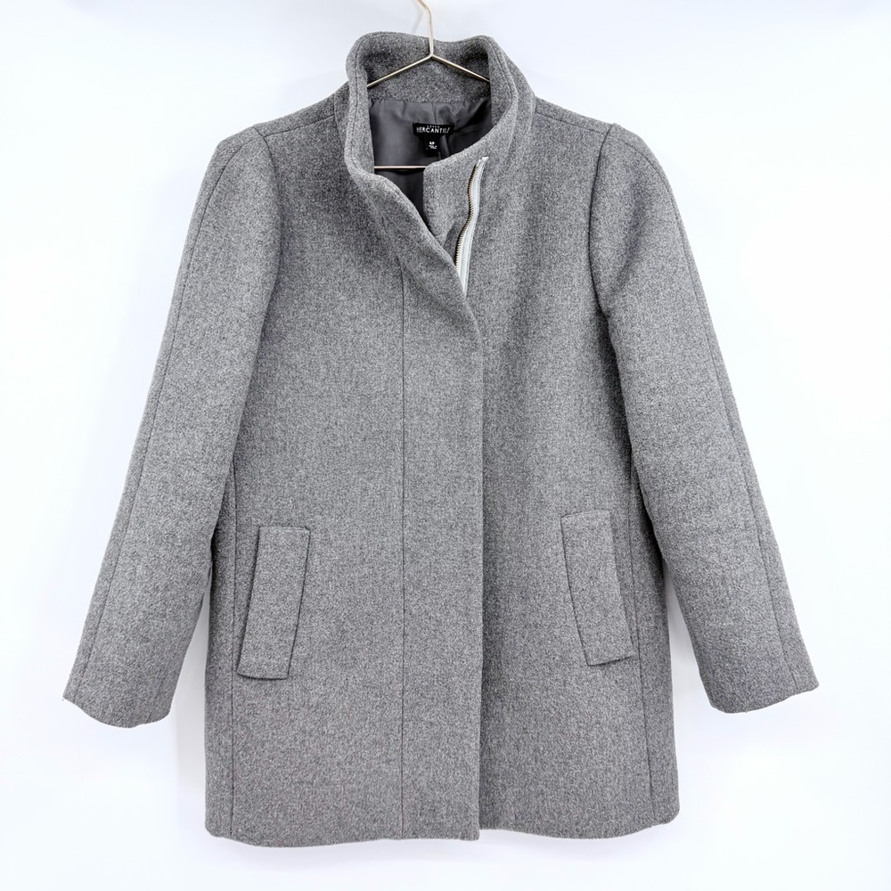 J. CREW Wool Standing Collar Zip City Coat in Heather Gray J6203 - Picture 2 of 11